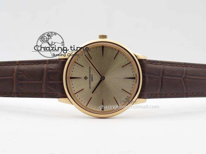 Patrimony RG Best Edition Gold Dial On Brown Leather Strap Swiss Ref.7045