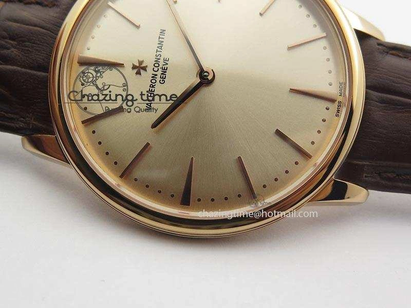 Patrimony RG Best Edition Gold Dial On Brown Leather Strap Swiss Ref.7045