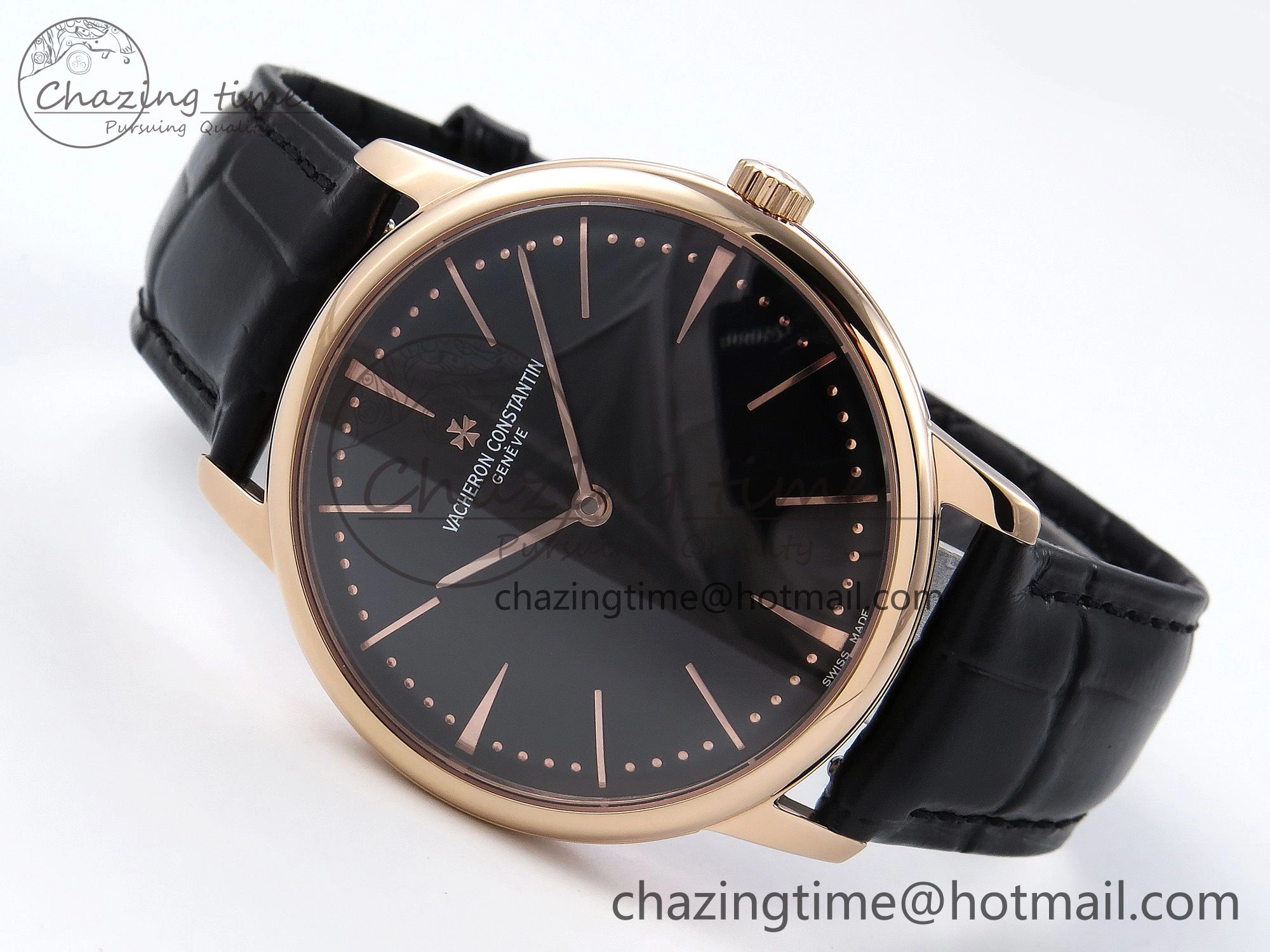 Patrimony RG KZF Best Edition Black Dial on Black Leather Strap MIYOTA 9015