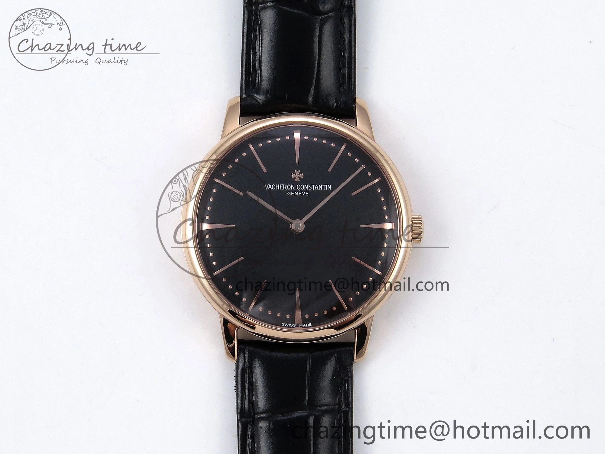 Patrimony RG KZF Best Edition Black Dial on Black Leather Strap MIYOTA 9015