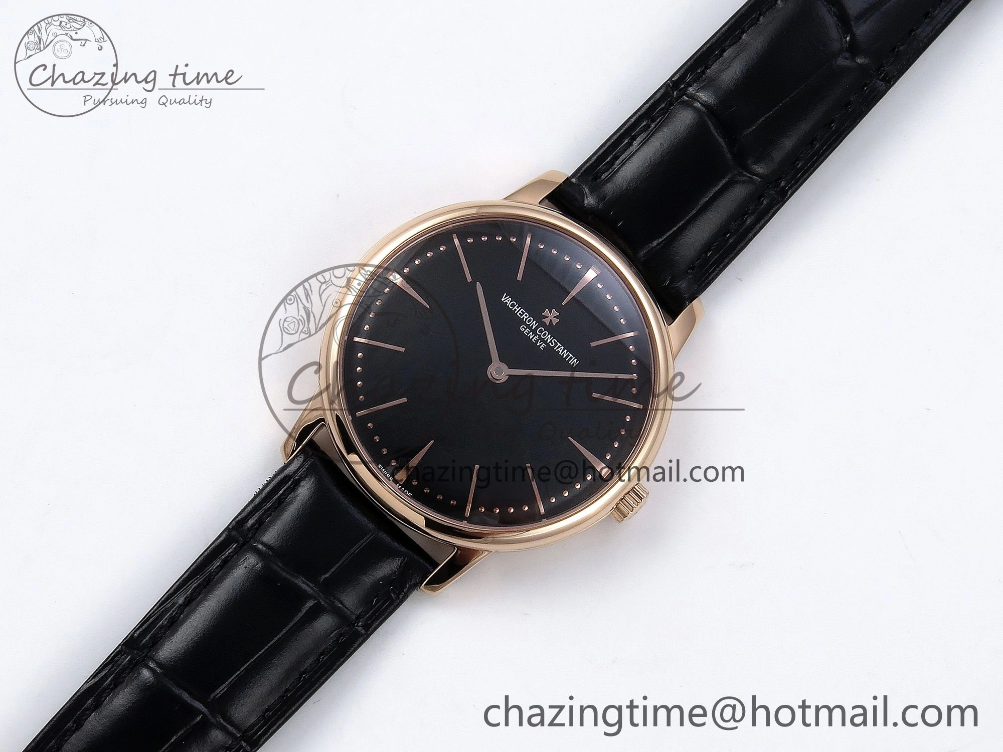 Patrimony RG KZF Best Edition Black Dial on Black Leather Strap MIYOTA 9015