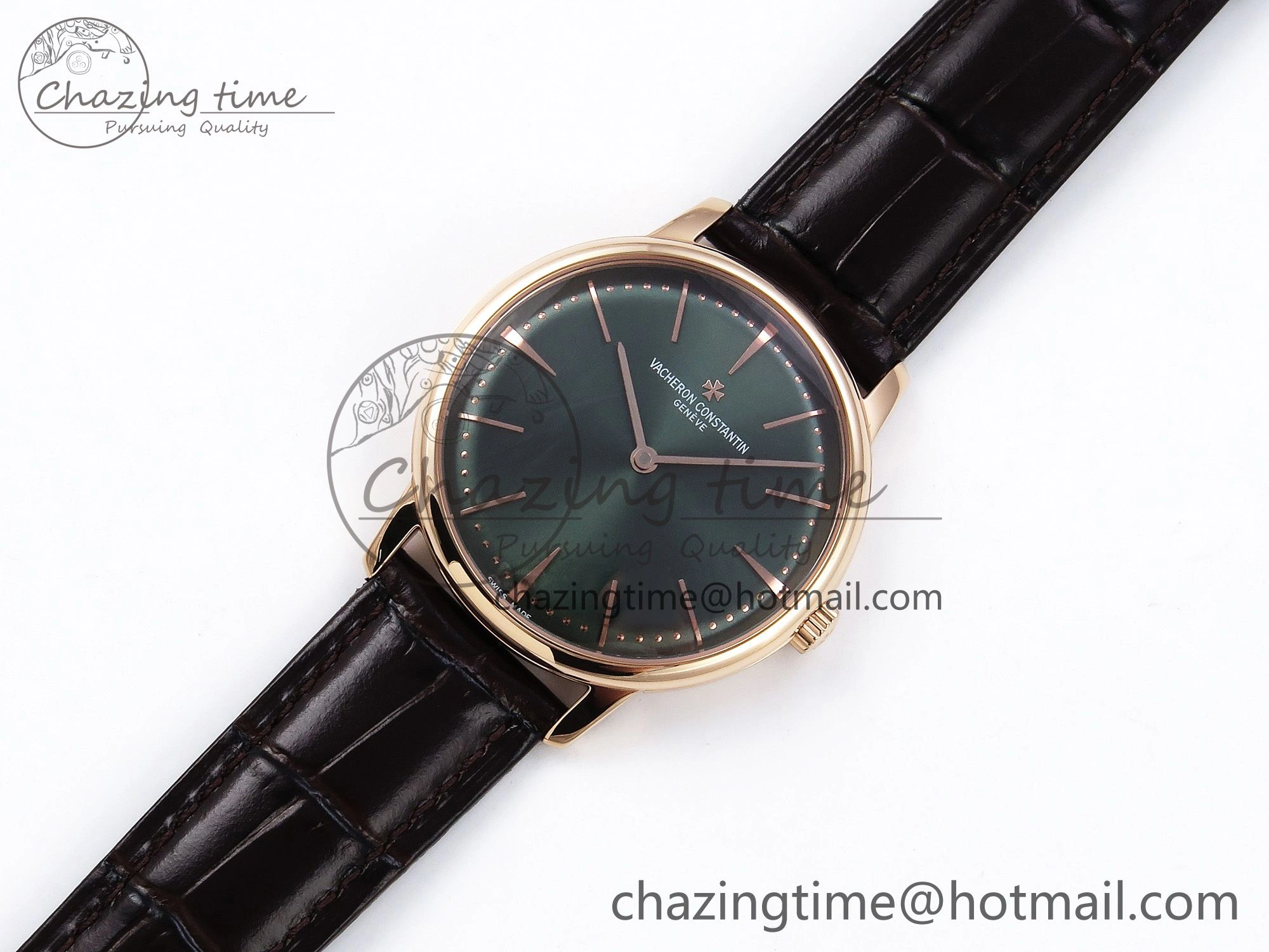 Patrimony RG KZF Best Edition Green Dial on Brown Leather Strap MIYOTA 9015