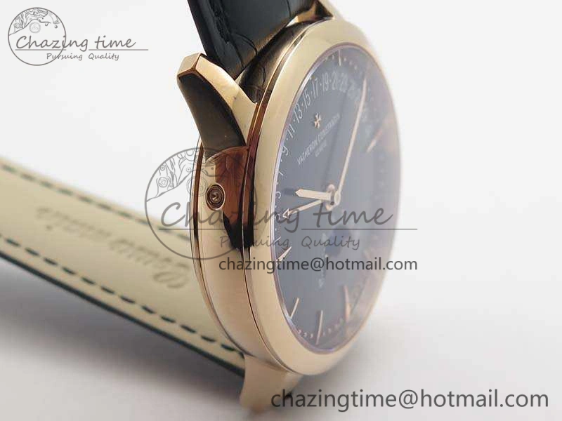 Patrimony Retrograde Date MoonPhase RG GS Best Edition Black Dial On Leather Strap A2460