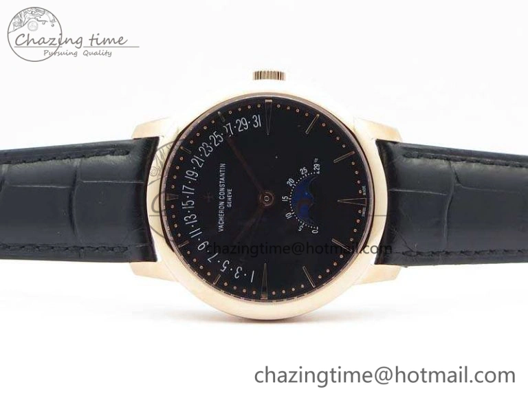 Patrimony Retrograde Date MoonPhase RG GS Best Edition Black Dial On Leather Strap A2460