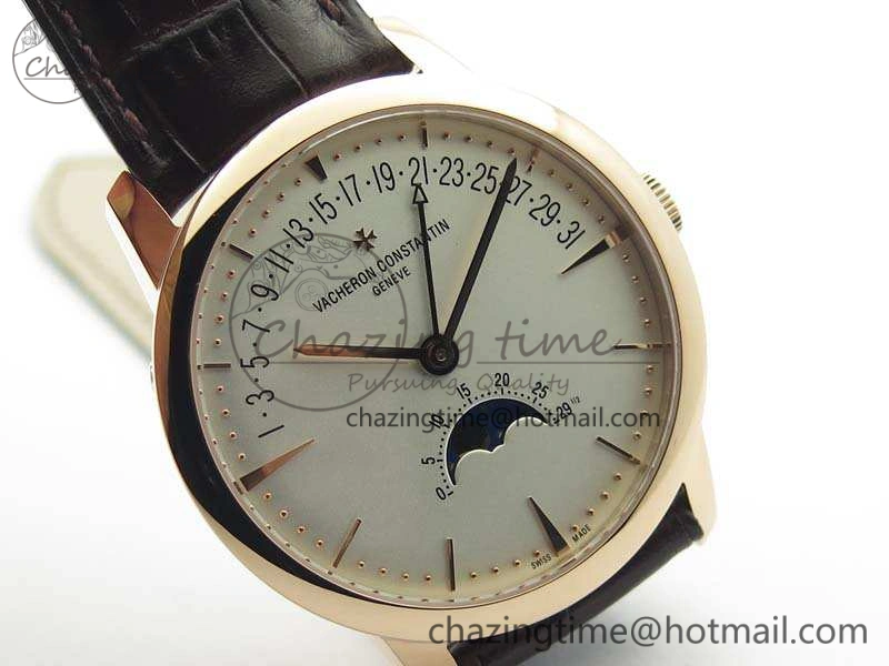 Patrimony Retrograde Date MoonPhase RG GS Best Edition White Dial On Leather Strap A2460