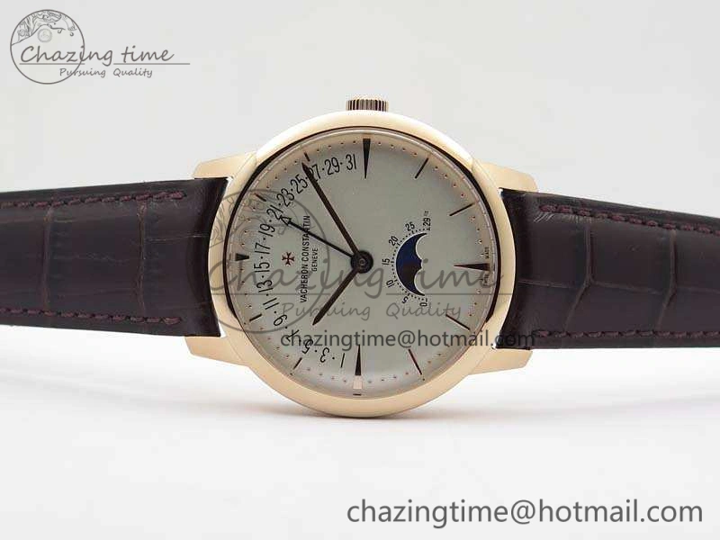 Patrimony Retrograde Date MoonPhase RG GS Best Edition White Dial On Leather Strap A2460