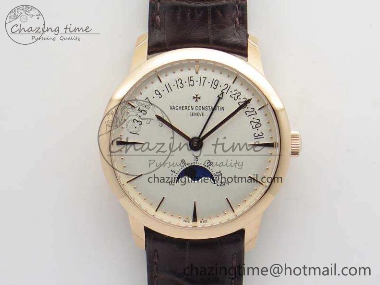 Patrimony Retrograde Date MoonPhase RG GS Best Edition White Dial On Leather Strap A2460