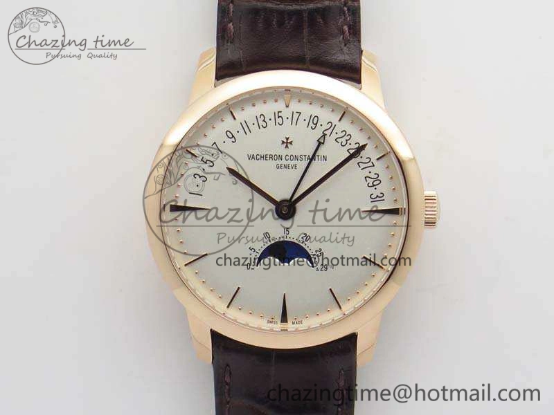 Patrimony Retrograde Date MoonPhase RG GS Best Edition White Dial On Leather Strap A2460