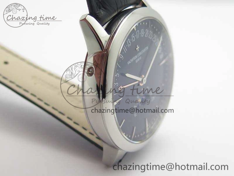 Patrimony Retrograde Date MoonPhase SS GS Best Edition Black Dial On Leather Strap A2460