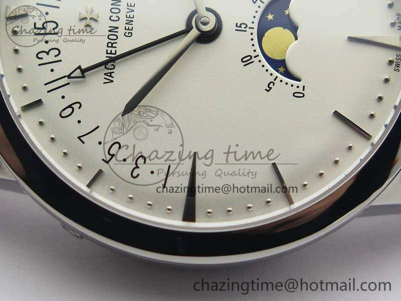 Patrimony Retrograde Date MoonPhase SS GS Best Edition White Dial On Leather Strap A2460