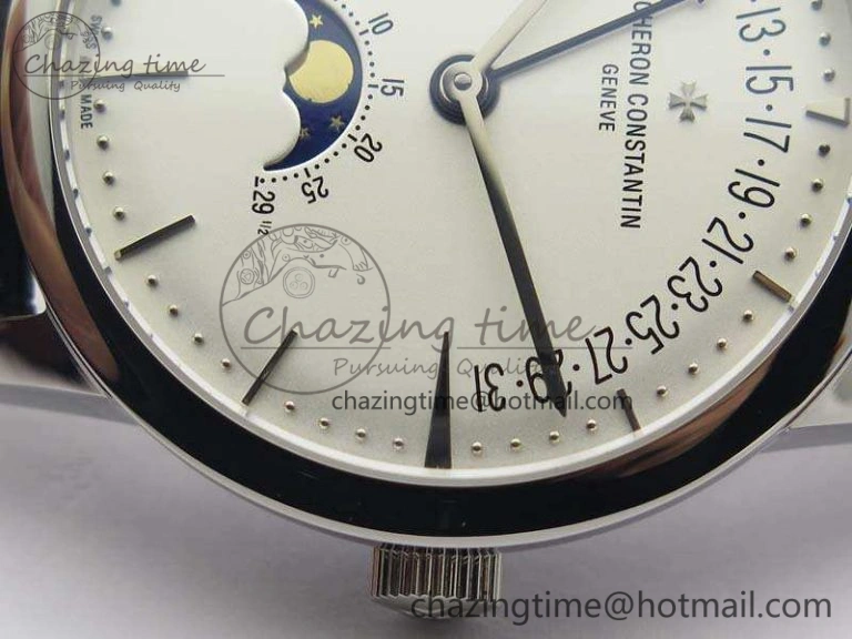 Patrimony Retrograde Date MoonPhase SS GS Best Edition White Dial On Leather Strap A2460