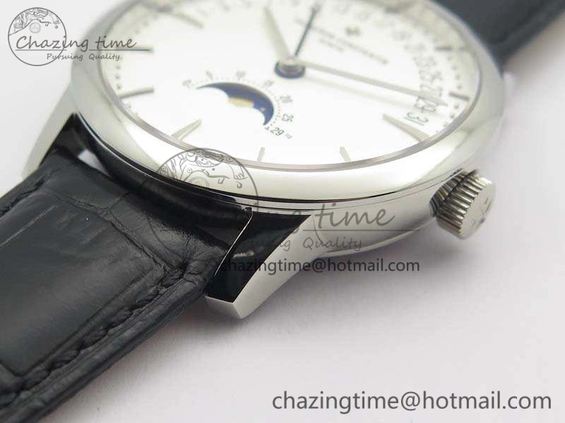 Patrimony Retrograde Date MoonPhase SS GS Best Edition White Dial On Leather Strap A2460