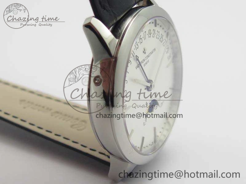 Patrimony Retrograde Date MoonPhase SS GS Best Edition White Dial On Leather Strap A2460
