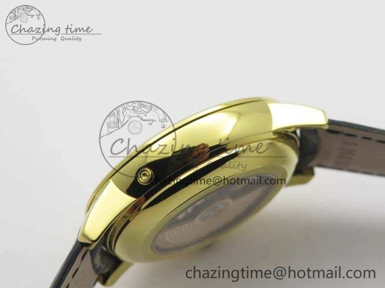Patrimony Retrograde Date MoonPhase YG GS Best Edition Black Dial On Leather Strap A2460