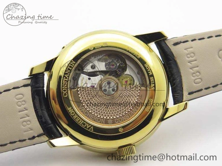 Patrimony Retrograde Date MoonPhase YG GS Best Edition Black Dial On Leather Strap A2460
