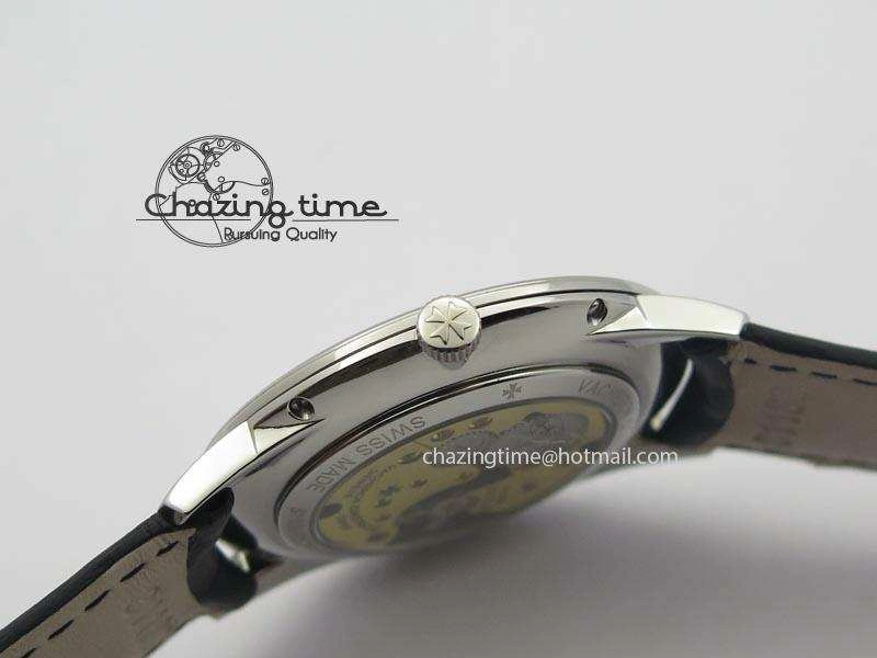 Patrimony SS Best Edition Gray Dial On Black Leather Strap Swiss Ref.7045