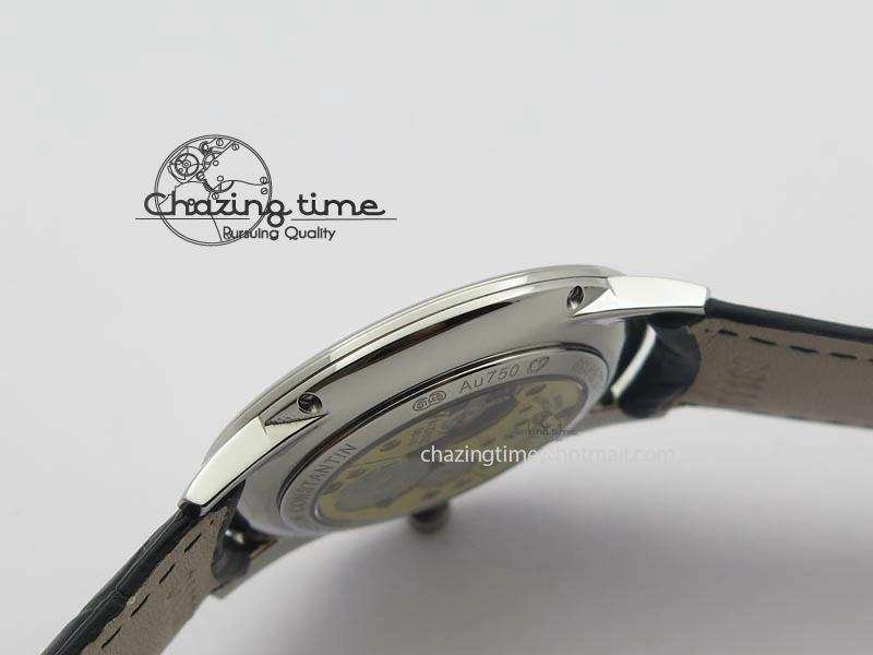 Patrimony SS Best Edition Gray Dial On Black Leather Strap Swiss Ref.7045