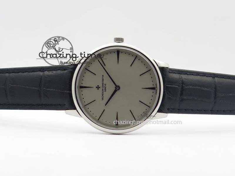 Patrimony SS Best Edition Gray Dial On Black Leather Strap Swiss Ref.7045