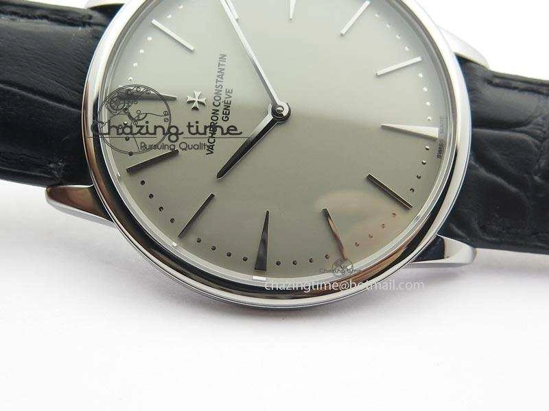 Patrimony SS Best Edition Gray Dial On Black Leather Strap Swiss Ref.7045