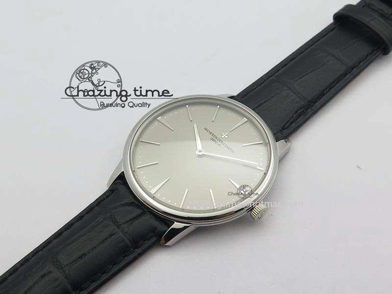 Patrimony SS Best Edition Gray Dial On Black Leather Strap Swiss Ref.7045