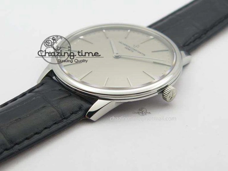 Patrimony SS Best Edition Gray Dial On Black Leather Strap Swiss Ref.7045