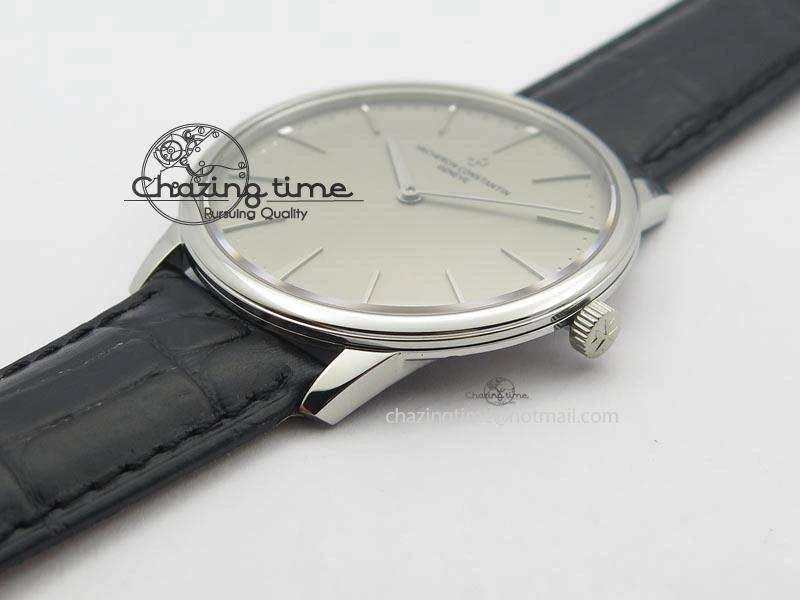 Patrimony SS Best Edition Gray Dial On Black Leather Strap Swiss Ref.7045