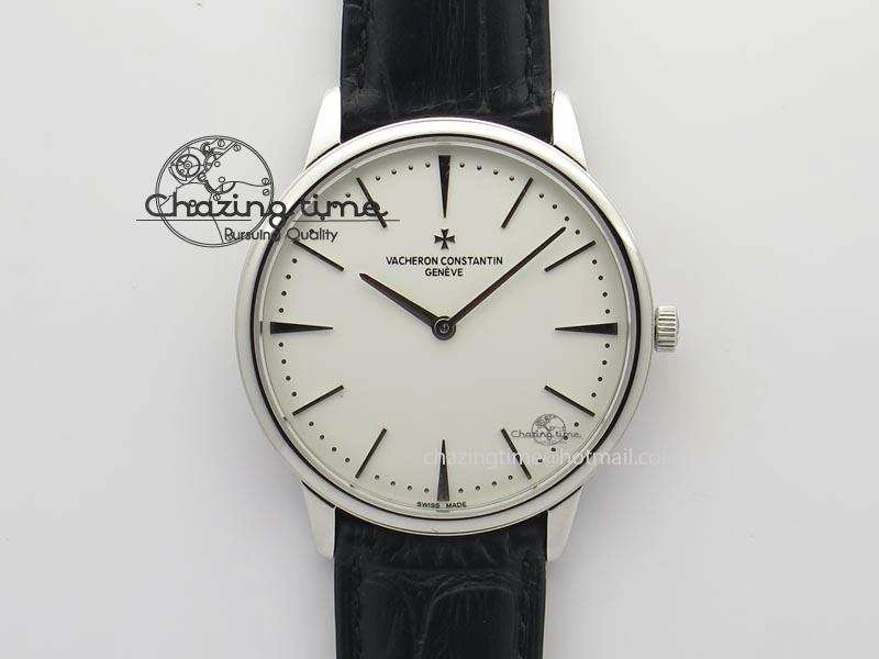 Patrimony SS Best Edition White Dial On Black Leather Strap Swiss Ref.7045