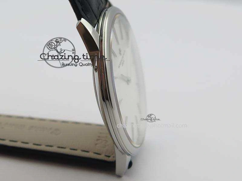 Patrimony SS Best Edition White Dial On Black Leather Strap Swiss Ref.7045