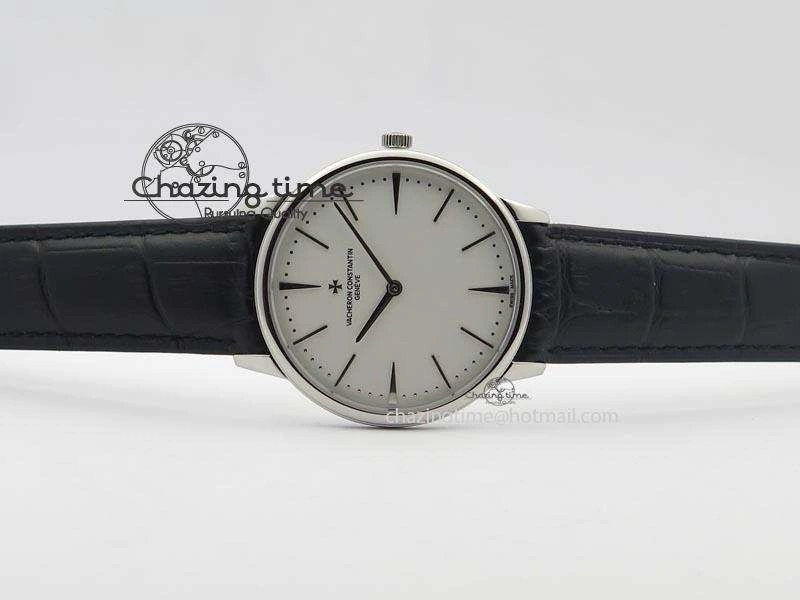 Patrimony SS Best Edition White Dial On Black Leather Strap Swiss Ref.7045