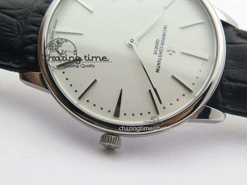 Patrimony SS Best Edition White Dial On Black Leather Strap Swiss Ref.7045