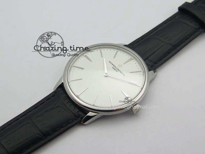 Patrimony SS Best Edition White Dial On Black Leather Strap Swiss Ref.7045