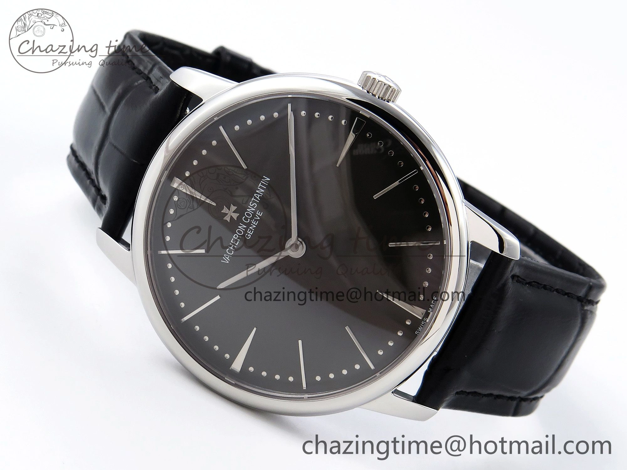 Patrimony SS KZF Best Edition Gray Dial on Black Leather Strap MIYOTA 9015