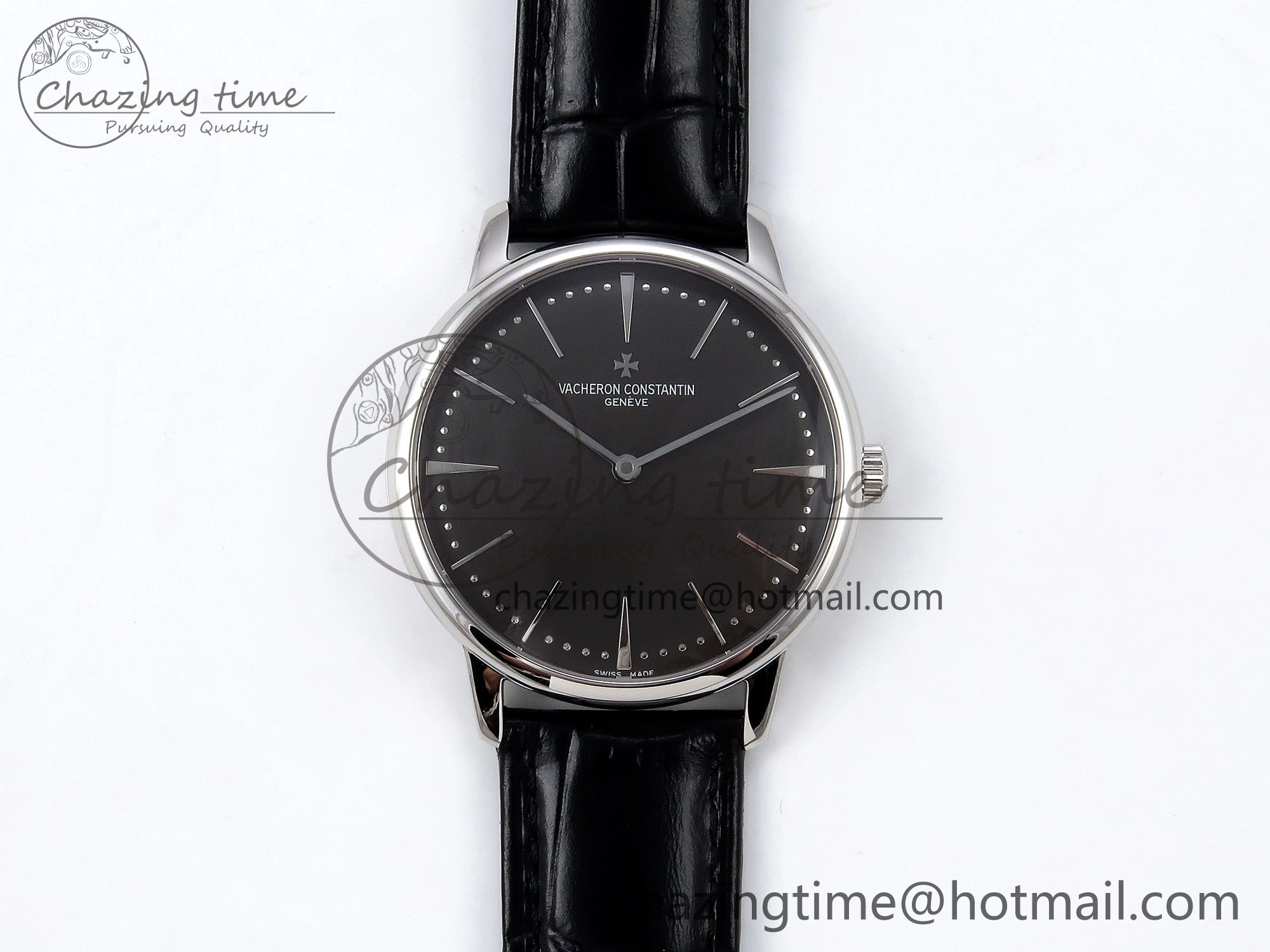 Patrimony SS KZF Best Edition Gray Dial on Black Leather Strap MIYOTA 9015