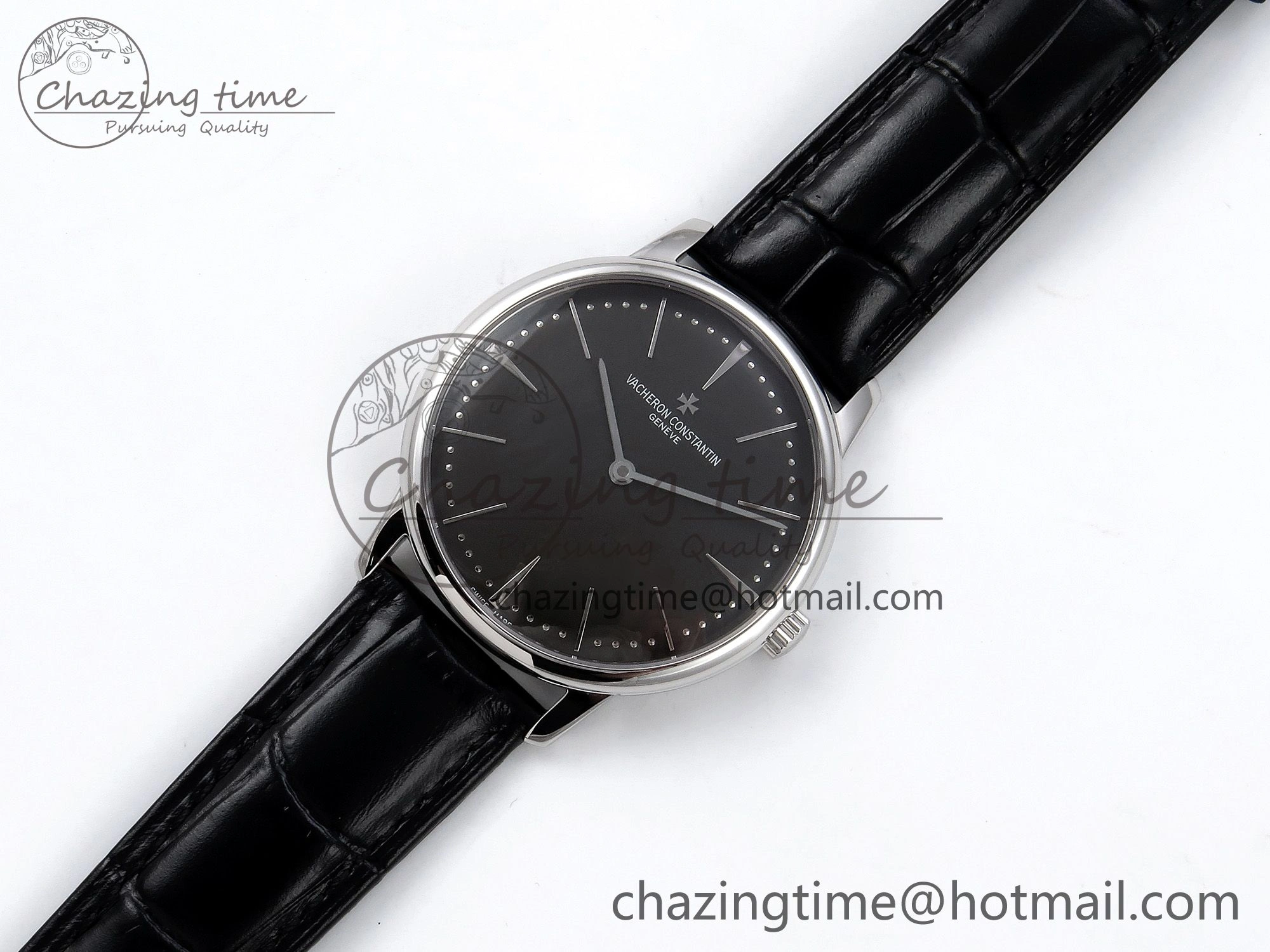 Patrimony SS KZF Best Edition Gray Dial on Black Leather Strap MIYOTA 9015