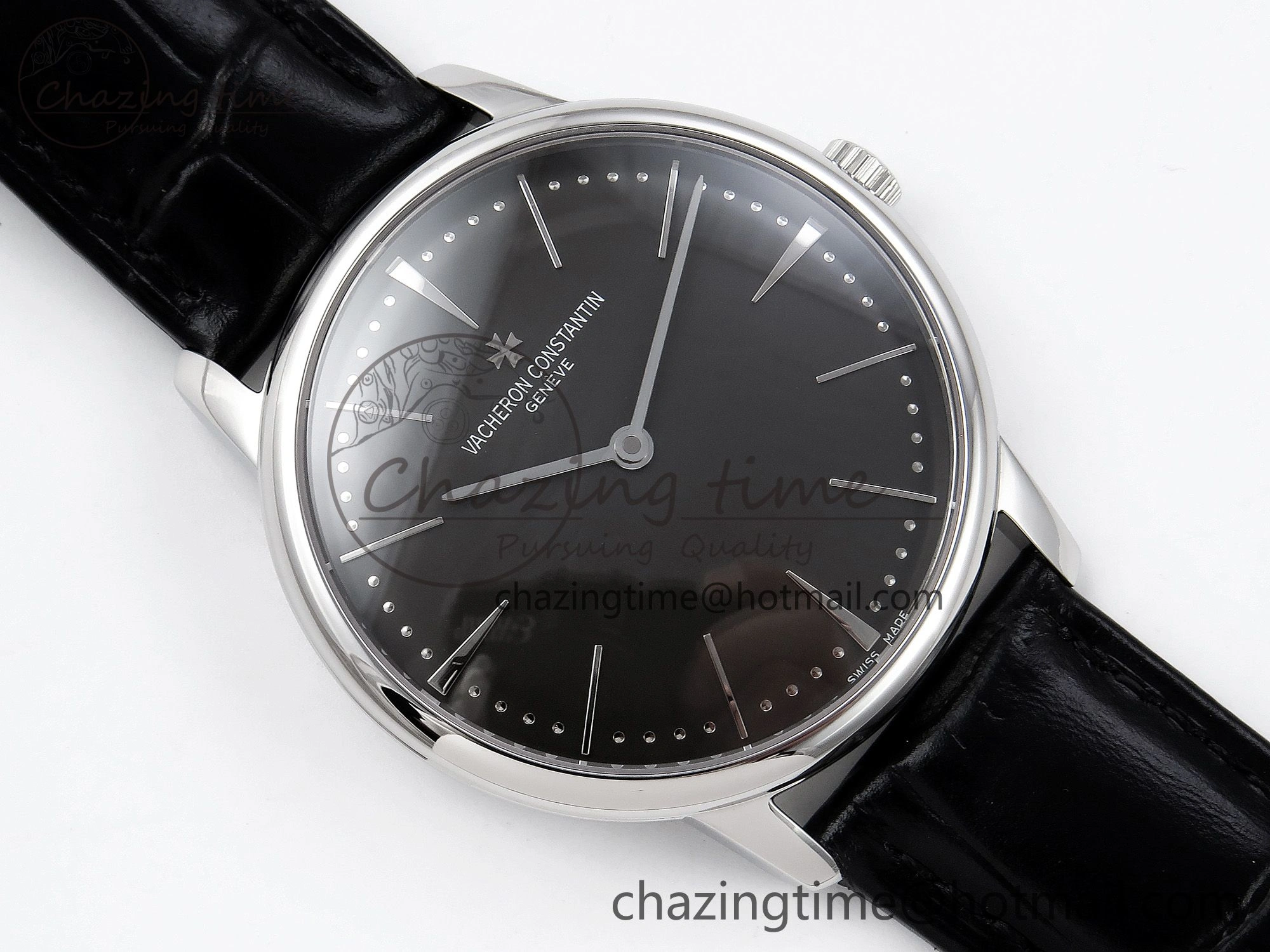 Patrimony SS KZF Best Edition Gray Dial on Black Leather Strap MIYOTA 9015