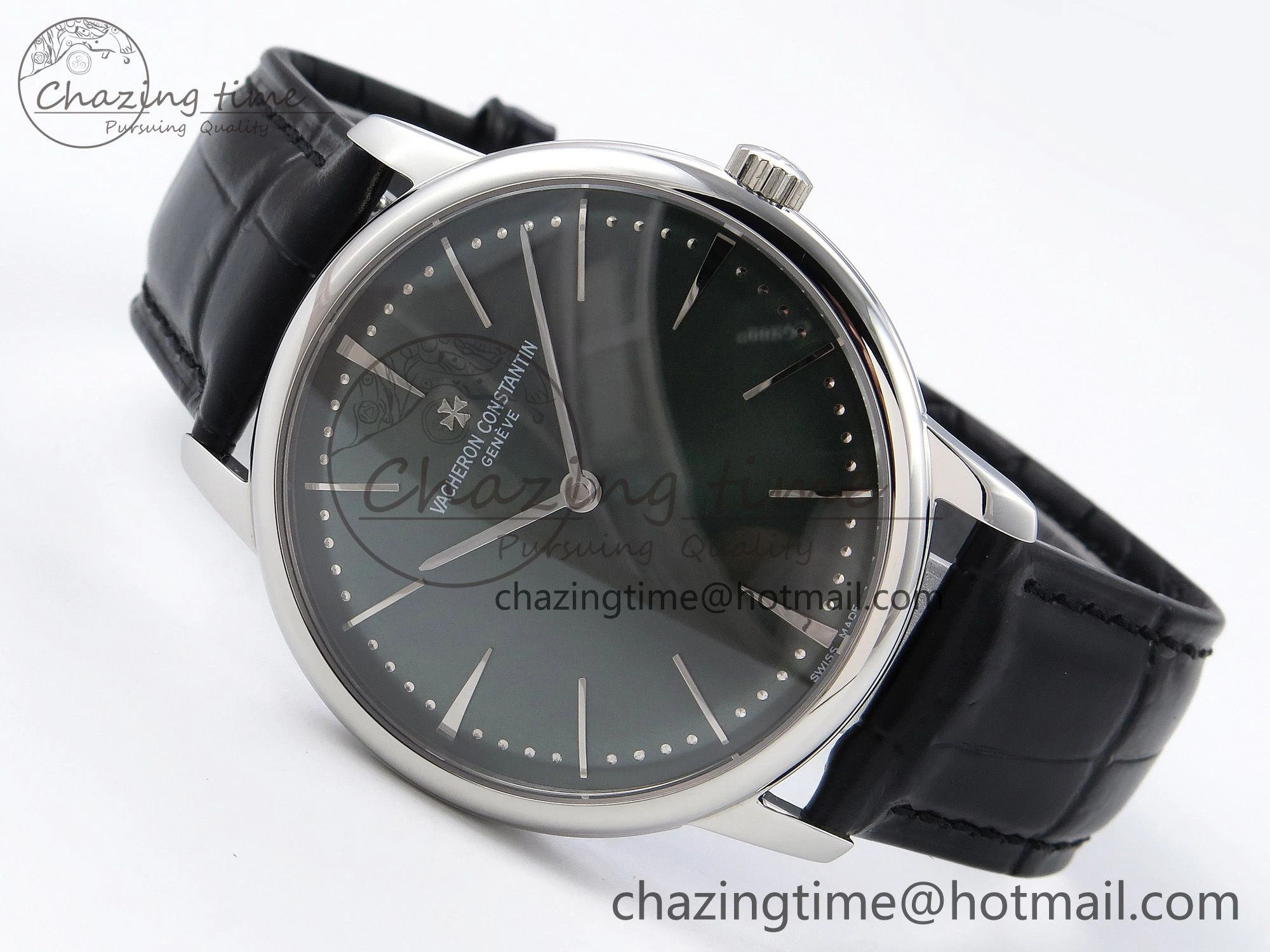 Patrimony SS KZF Best Edition Green Dial on Black Leather Strap MIYOTA 9015