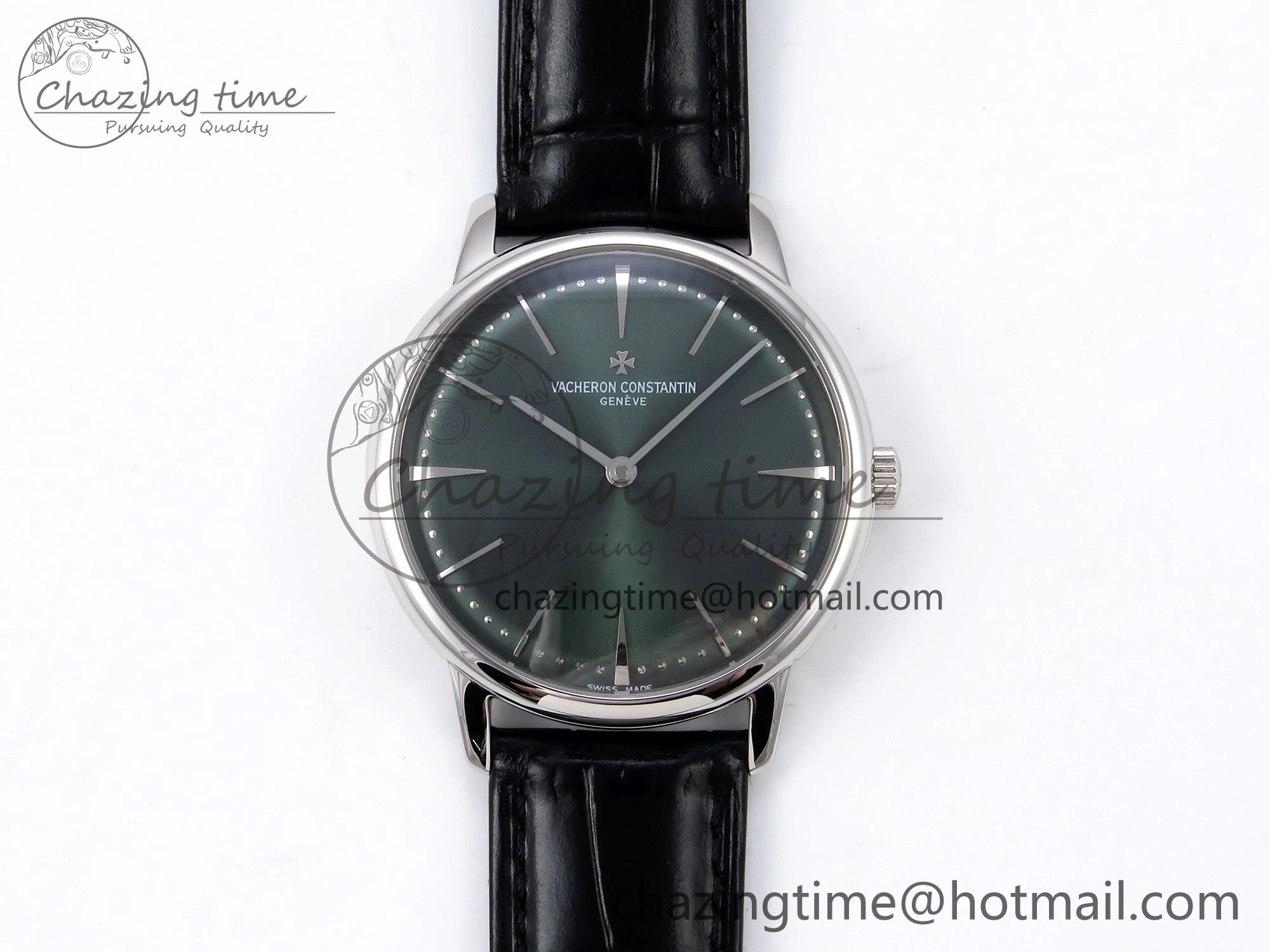 Patrimony SS KZF Best Edition Green Dial on Black Leather Strap MIYOTA 9015