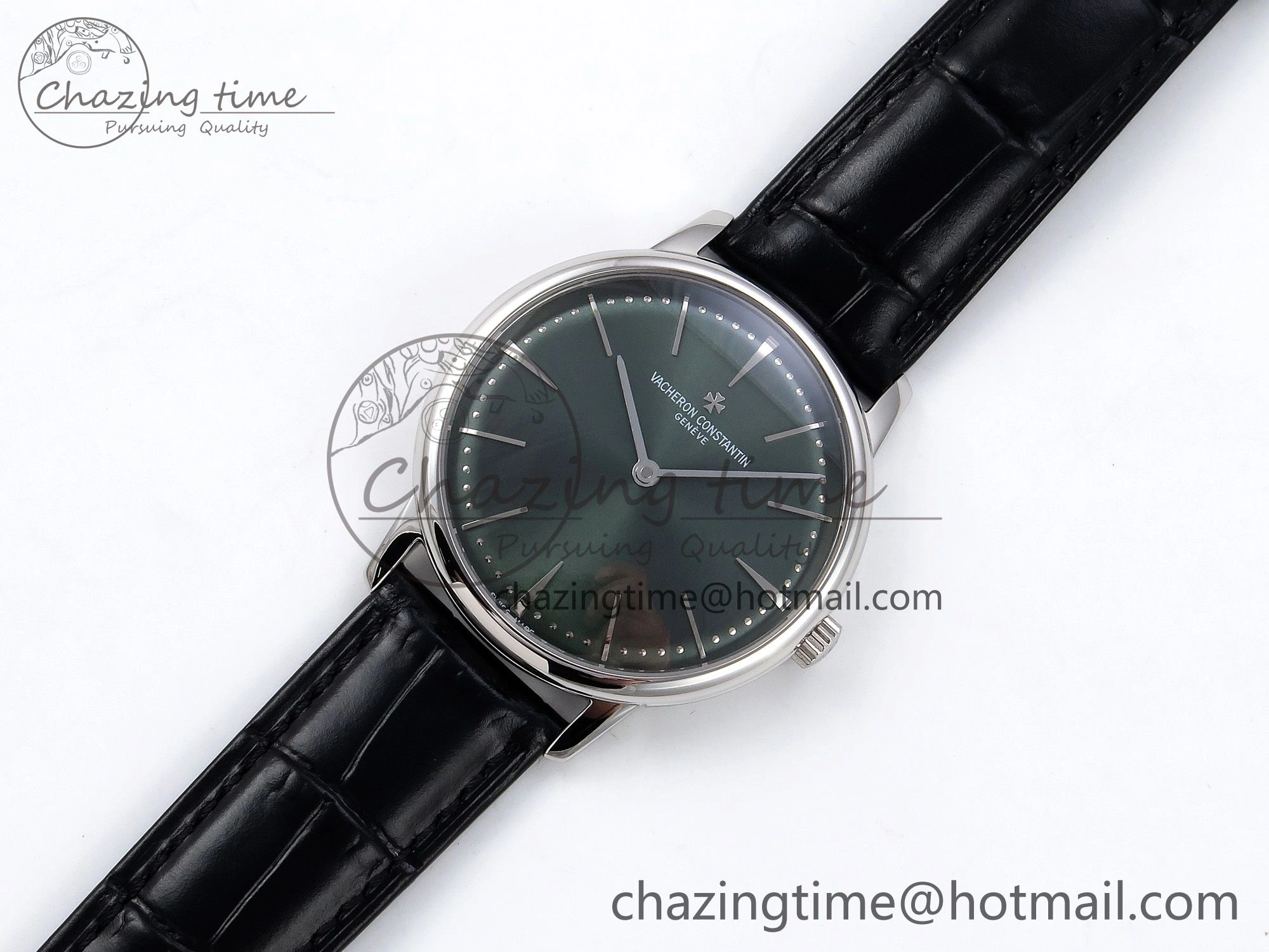 Patrimony SS KZF Best Edition Green Dial on Black Leather Strap MIYOTA 9015