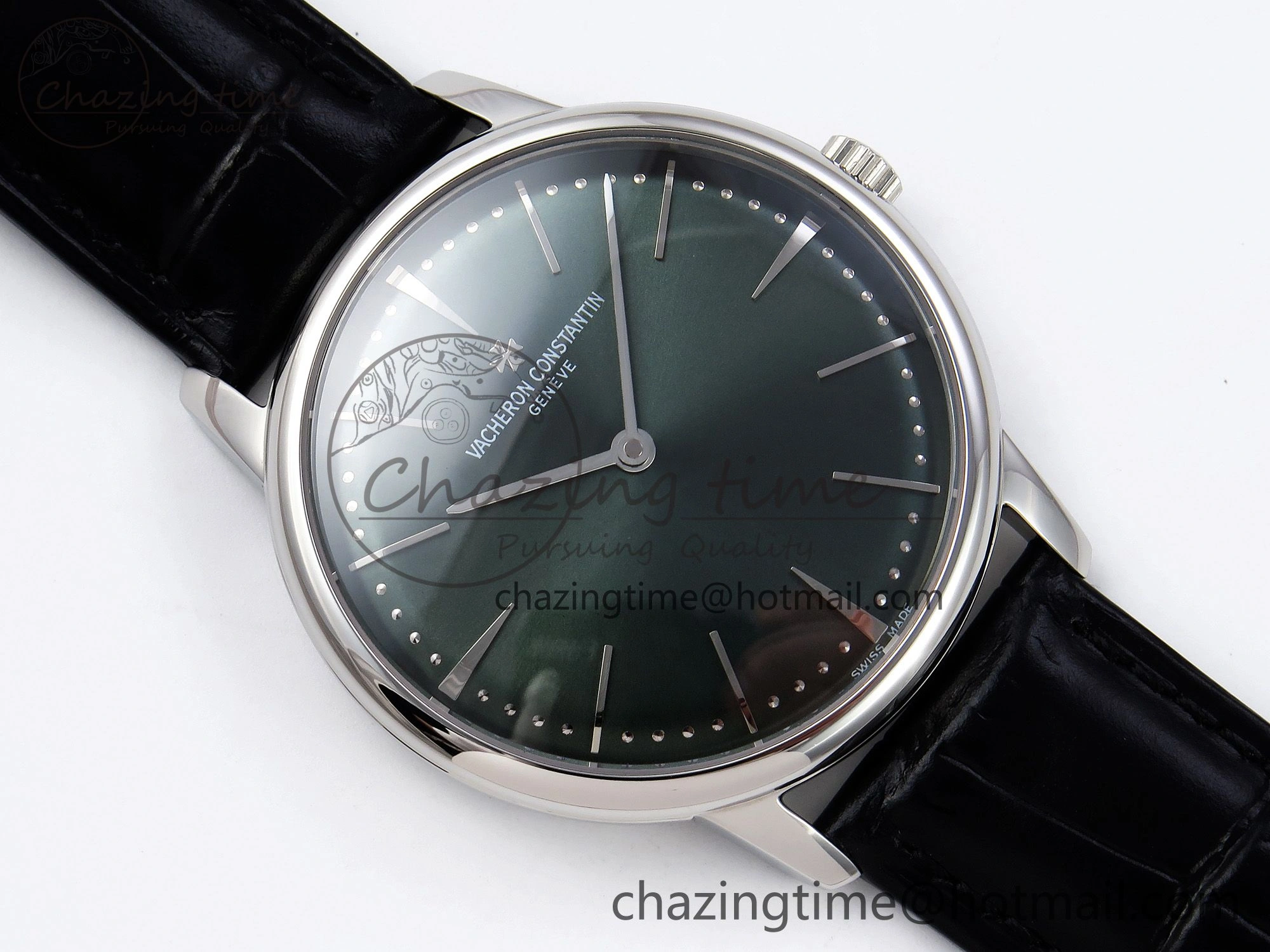 Patrimony SS KZF Best Edition Green Dial on Black Leather Strap MIYOTA 9015