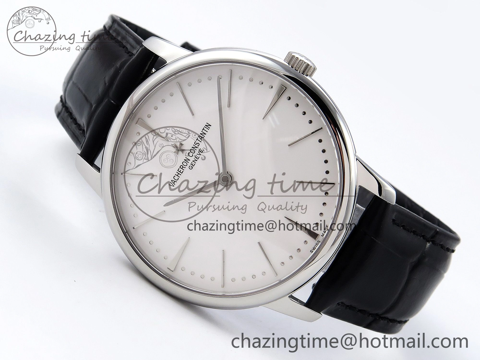 Patrimony SS KZF Best Edition White Dial on Black Leather Strap MIYOTA 9015