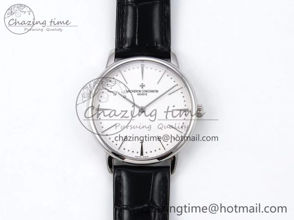 Patrimony SS KZF Best Edition White Dial on Black Leather Strap MIYOTA 9015