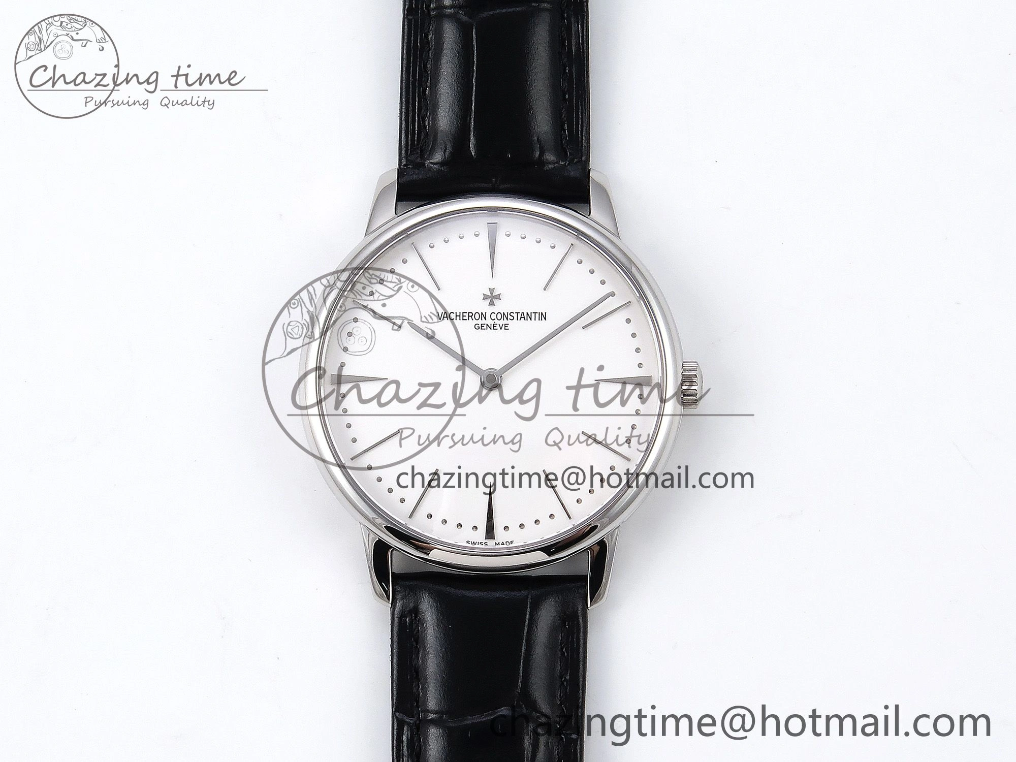 Patrimony SS KZF Best Edition White Dial on Black Leather Strap MIYOTA 9015