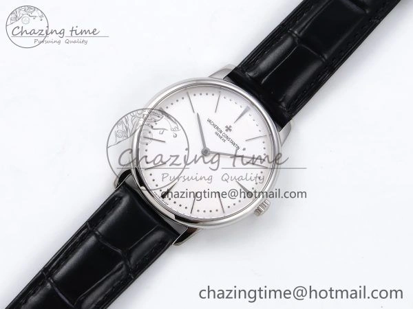 Patrimony SS KZF Best Edition White Dial on Black Leather Strap MIYOTA 9015