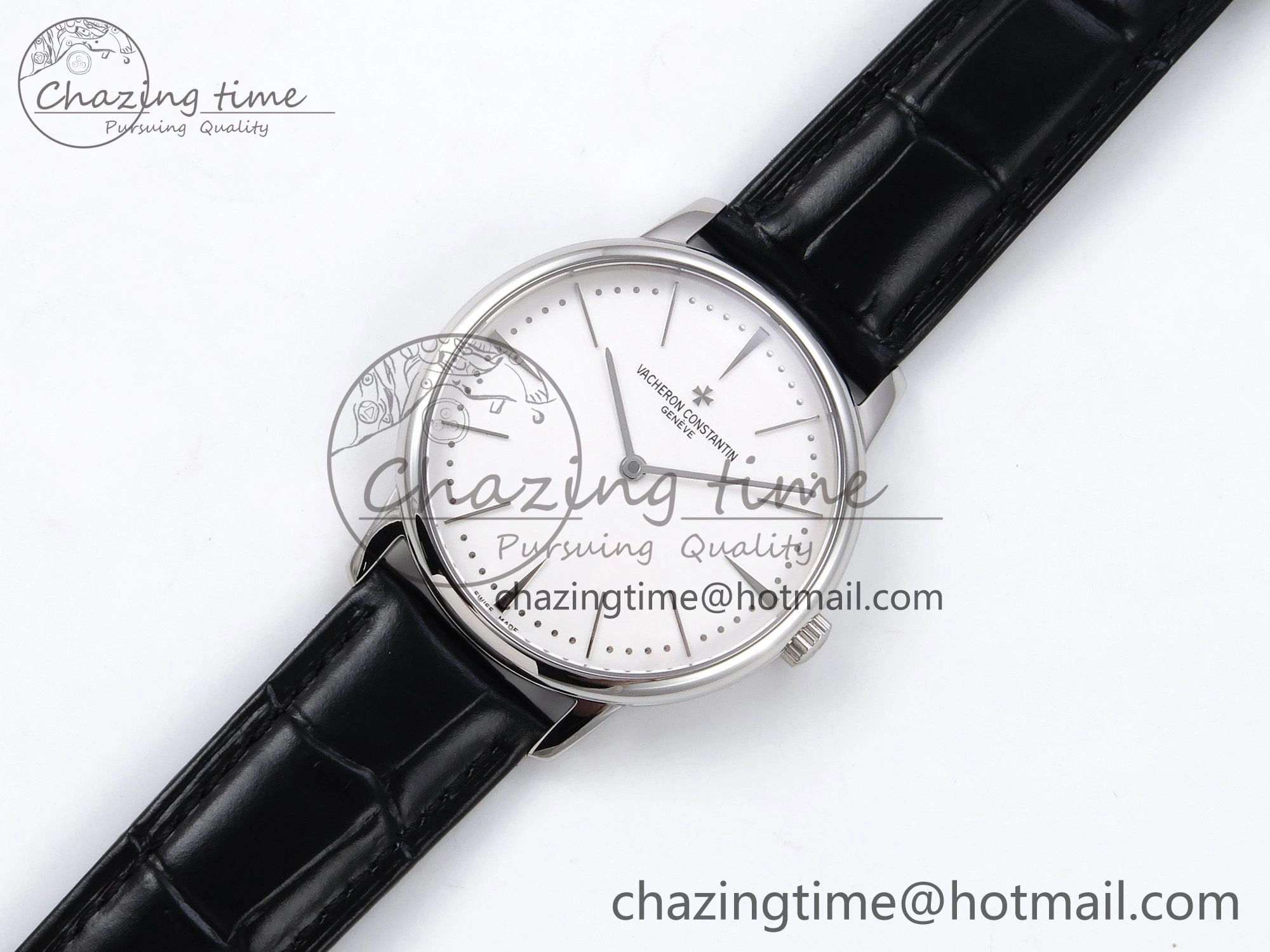 Patrimony SS KZF Best Edition White Dial on Black Leather Strap MIYOTA 9015