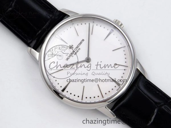 Patrimony SS KZF Best Edition White Dial on Black Leather Strap MIYOTA 9015