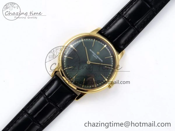 Patrimony YG KZF Best Edition Green Dial on Black Leather Strap MIYOTA 9015