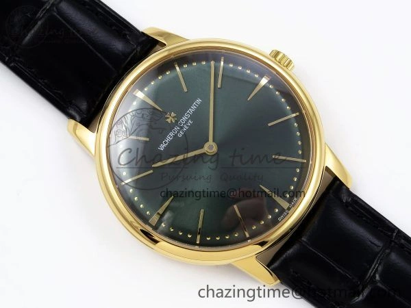 Patrimony YG KZF Best Edition Green Dial on Black Leather Strap MIYOTA 9015