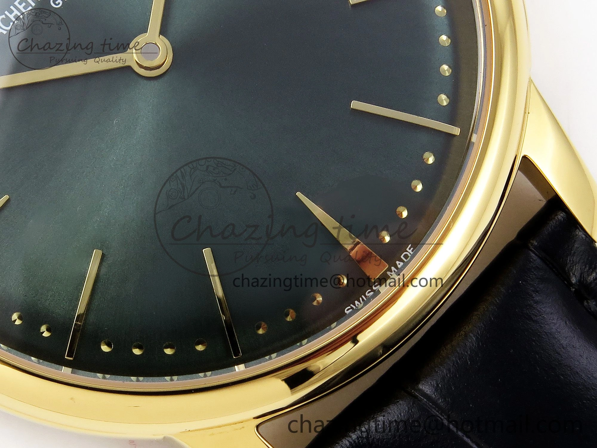 Patrimony YG KZF Best Edition Green Dial on Black Leather Strap MIYOTA 9015
