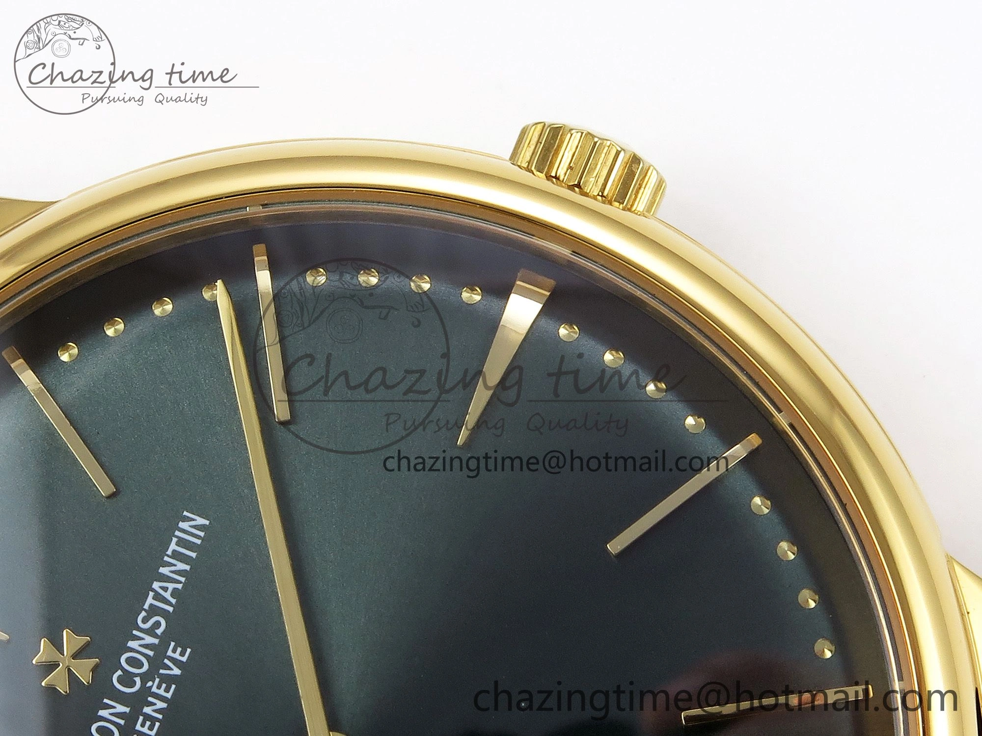 Patrimony YG KZF Best Edition Green Dial on Black Leather Strap MIYOTA 9015