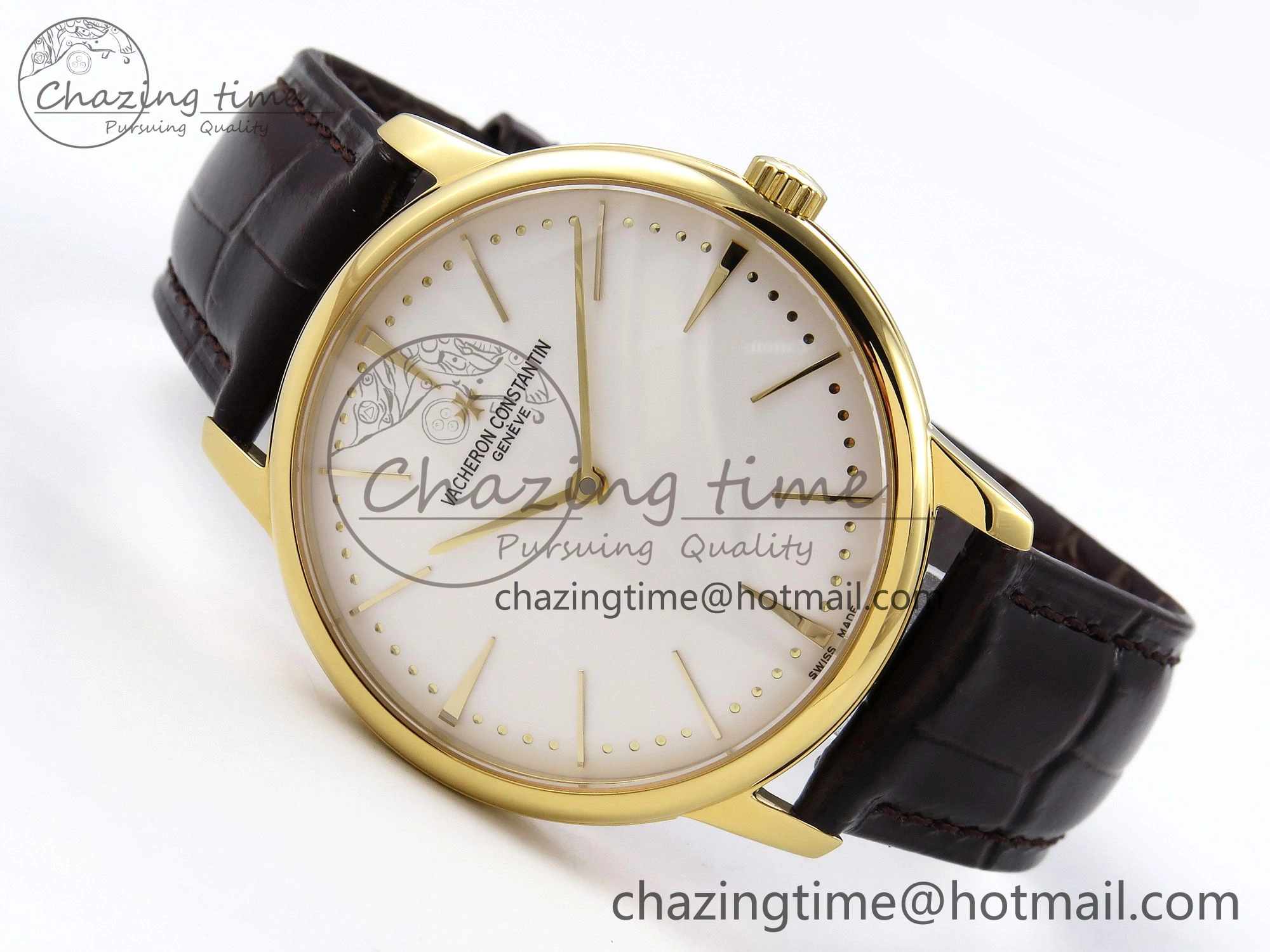Patrimony YG KZF Best Edition White Dial on Brown Leather Strap MIYOTA 9015